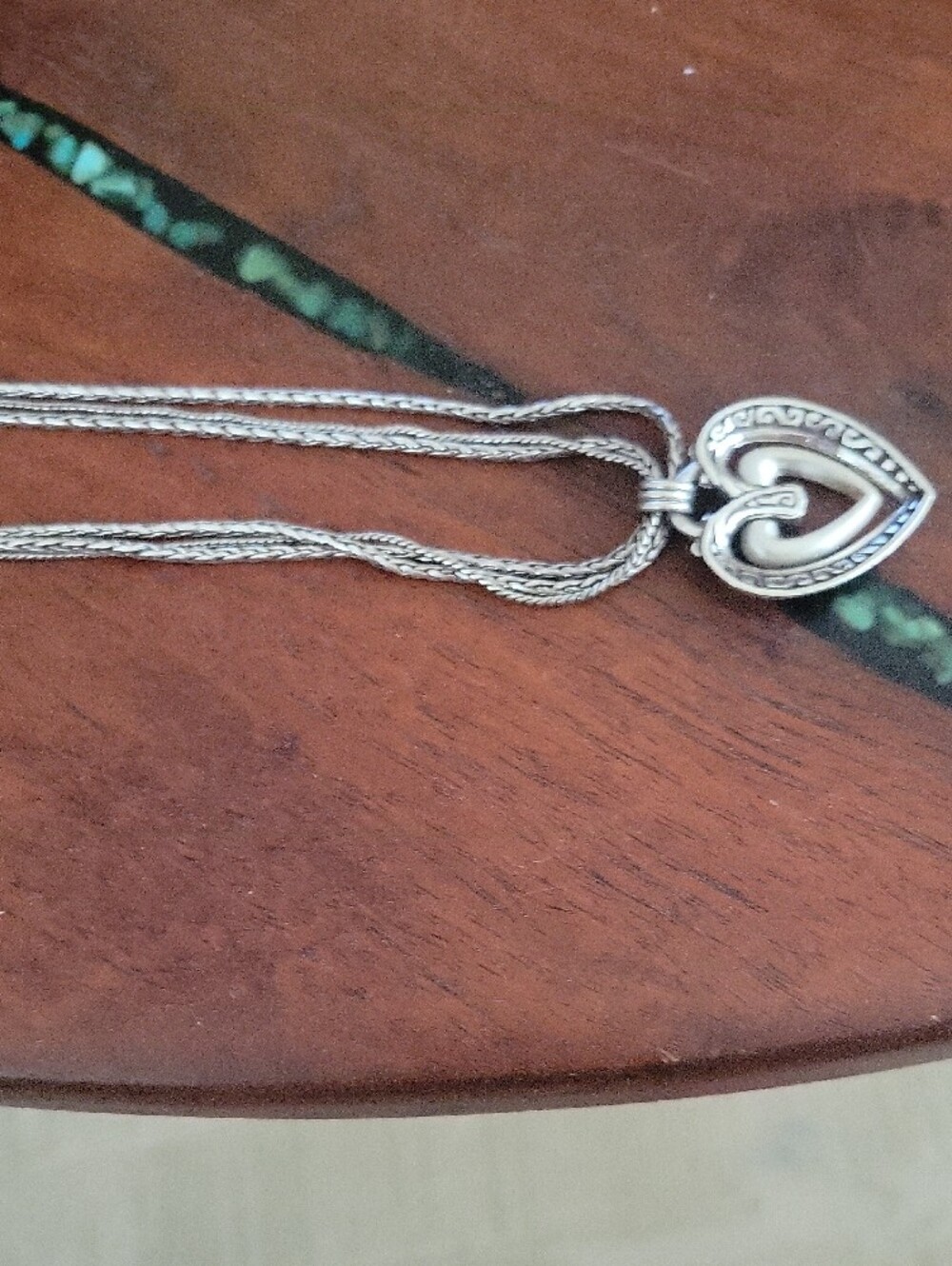 Brighton Ellington Silver Heart Triple-Strand Necklace with Scroll Motif - Picture 5 of 9